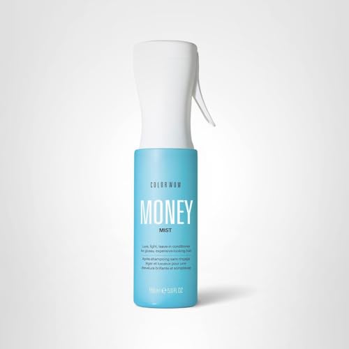 COLOR WOW MONEY MIST usage steps illustrating a simple routine for smoother hair.