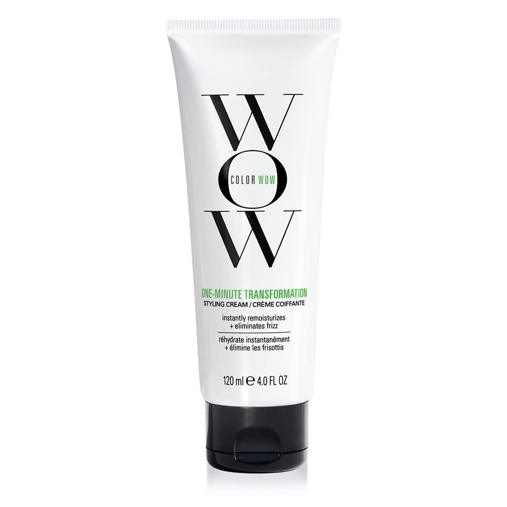 COLOR WOW One Minute Transformation bottle shows instant frizz control