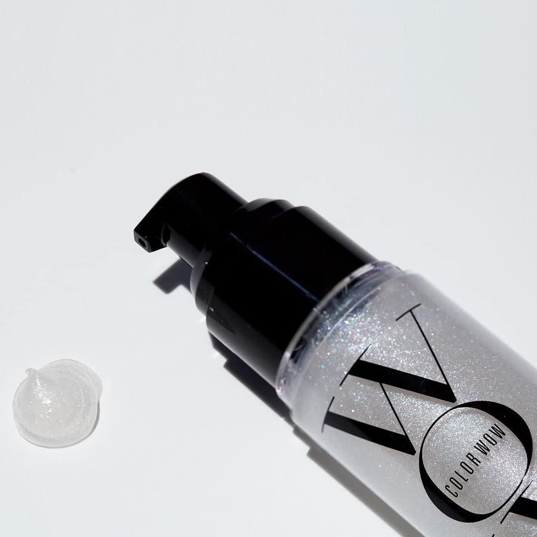 COLOR WOW Pop + Lock hair shine swatch suggesting vibrant, first-day appearance