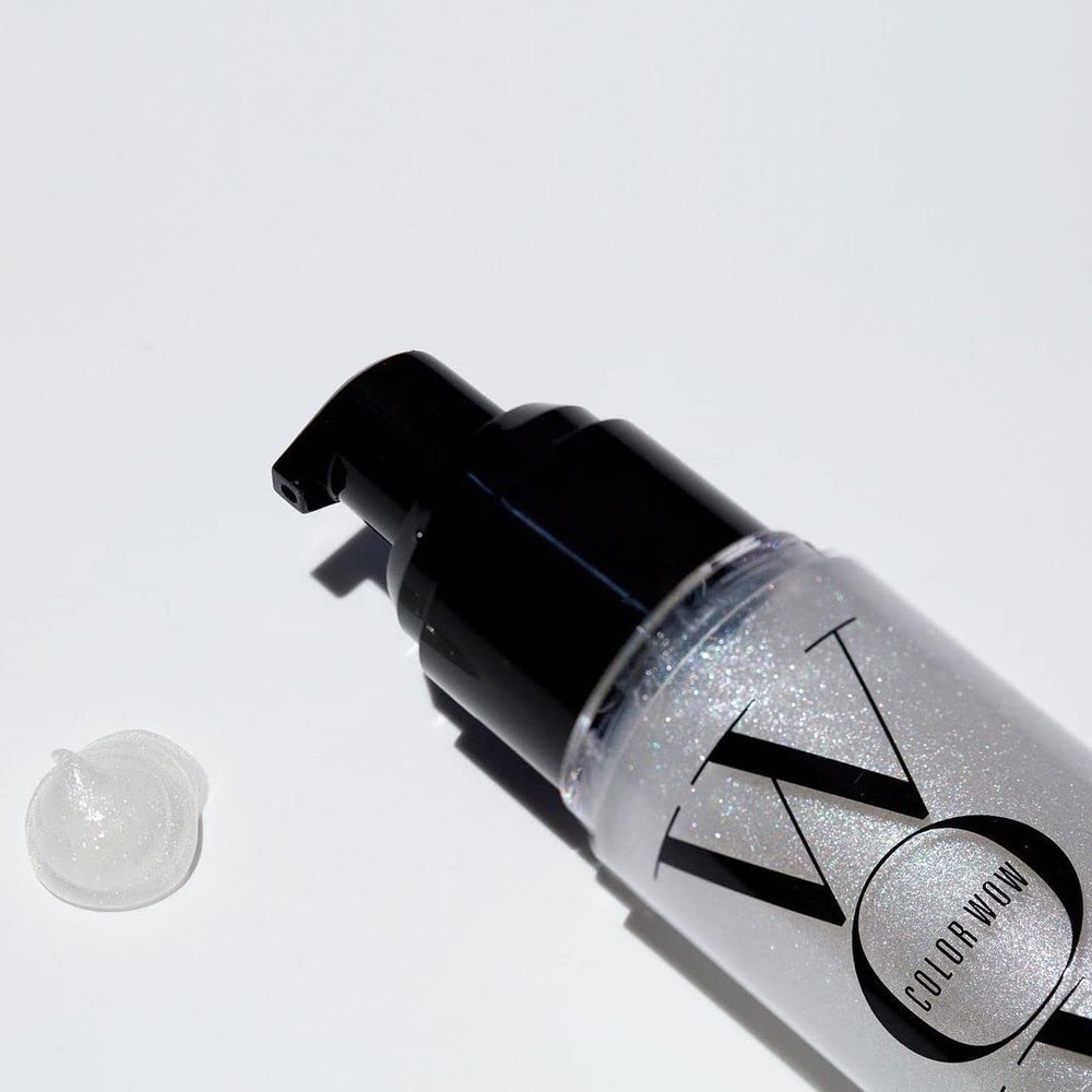 COLOR WOW Pop + Lock hair shine swatch suggesting vibrant, first-day appearance