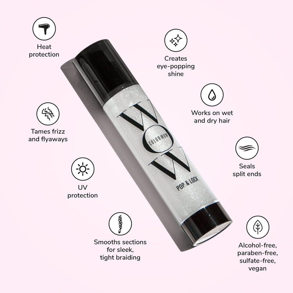 COLOR WOW Pop + Lock serum texture for feather-light glide and frizz control