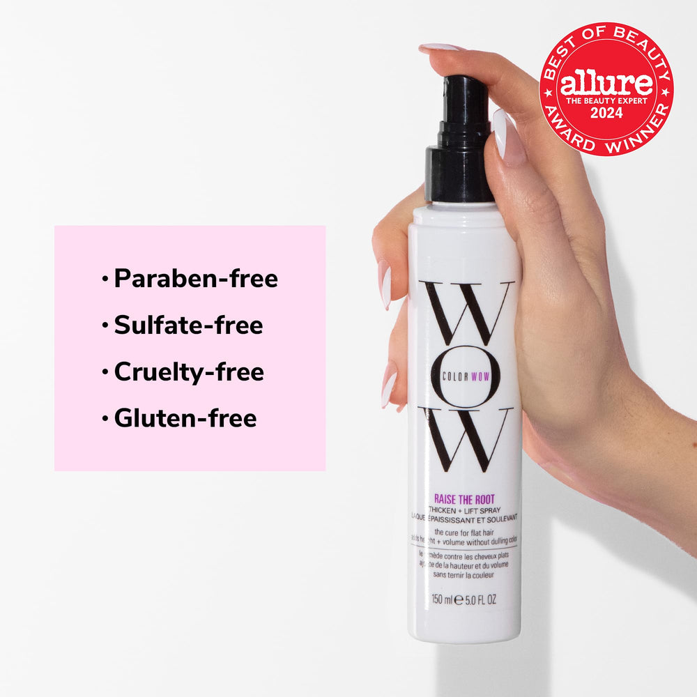 COLOR WOW Raise the Root non-yellowing formula maintains color vibrancy