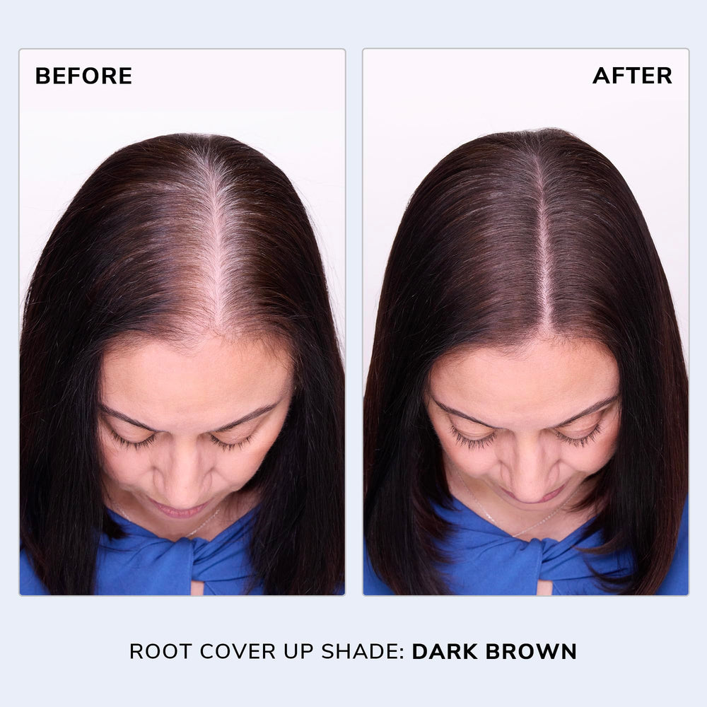 COLOR WOW Root Cover Up compact demonstrates discreet application for thinning areas.