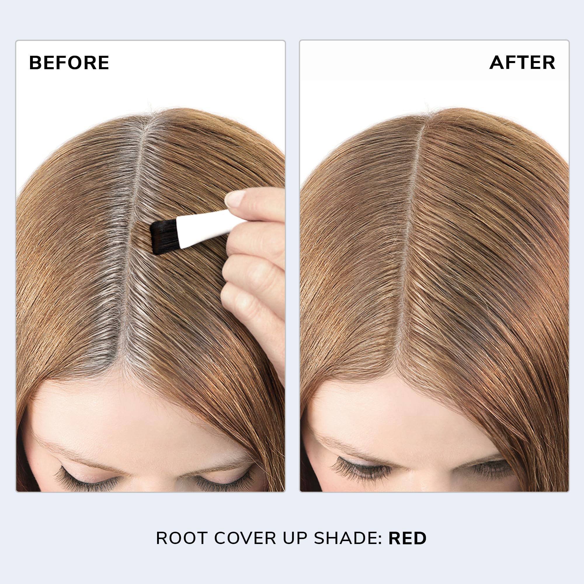 Color Wow Root Cover Up Red close-up shows seamless blend.