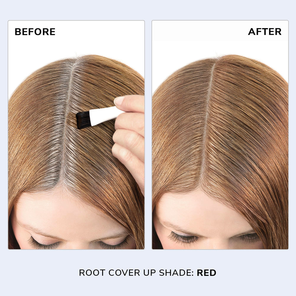 Color Wow Root Cover Up Red close-up shows seamless blend.