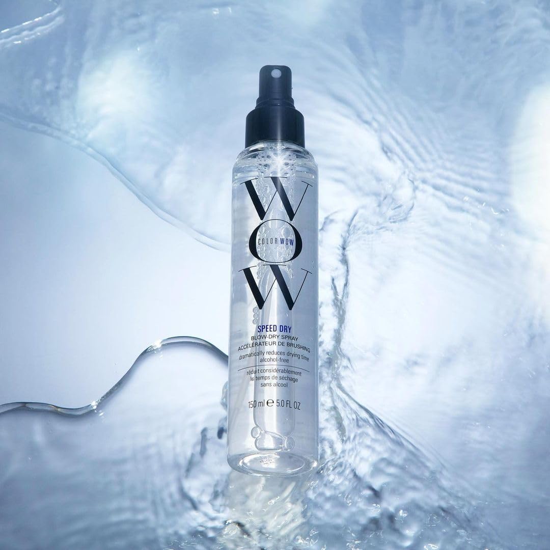 Color WOW Speed Dry anti-frizz effect visible during blow dry