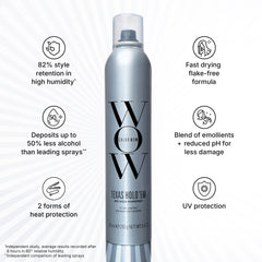 COLOR WOW Texas Hold 'Em Big Hold packaging close-up highlighting color-safe formula.