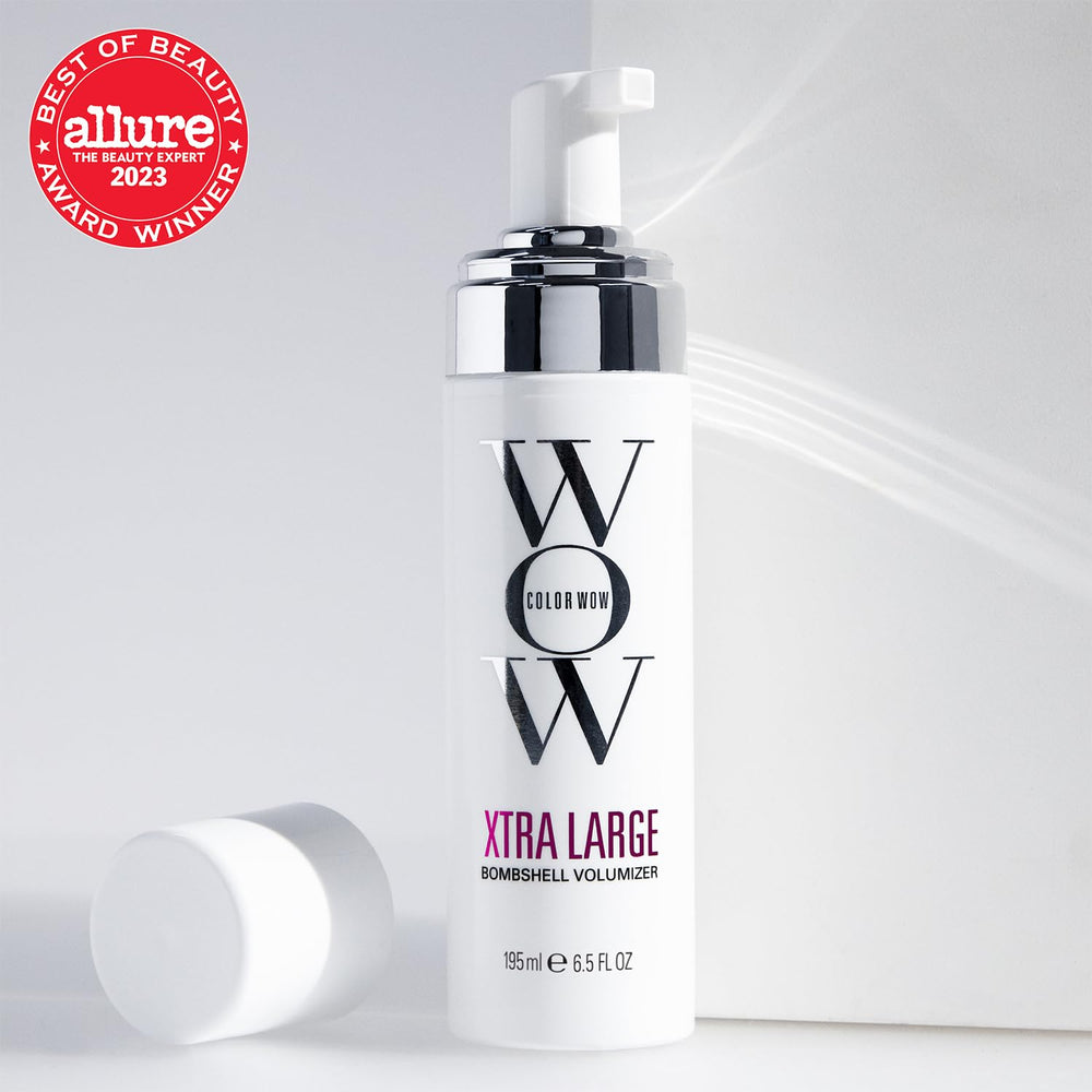 COLOR WOW Xtra Large Bombshell bottle-back view highlighting alcohol-free formula
