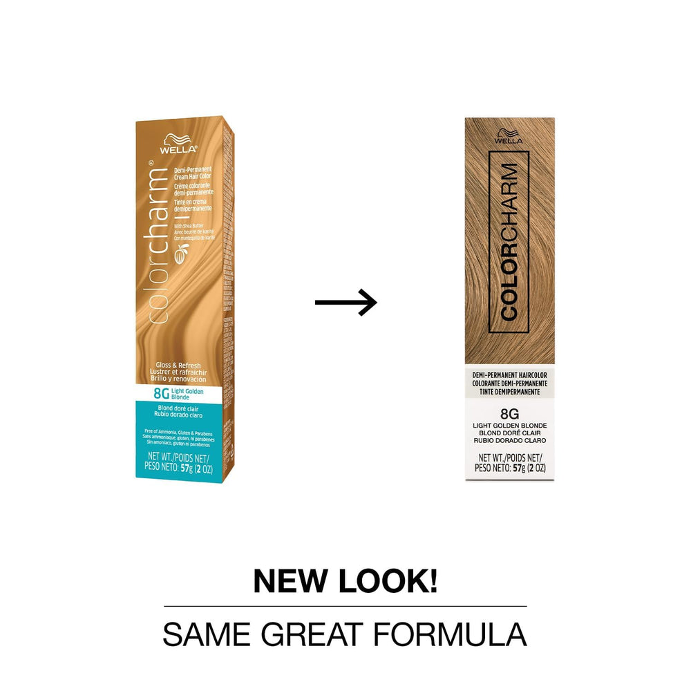 COLORCHARM 8G light golden blonde swatches show warm, luminous tone.