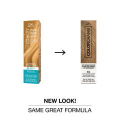 COLORCHARM 8G light golden blonde swatches show warm, luminous tone.