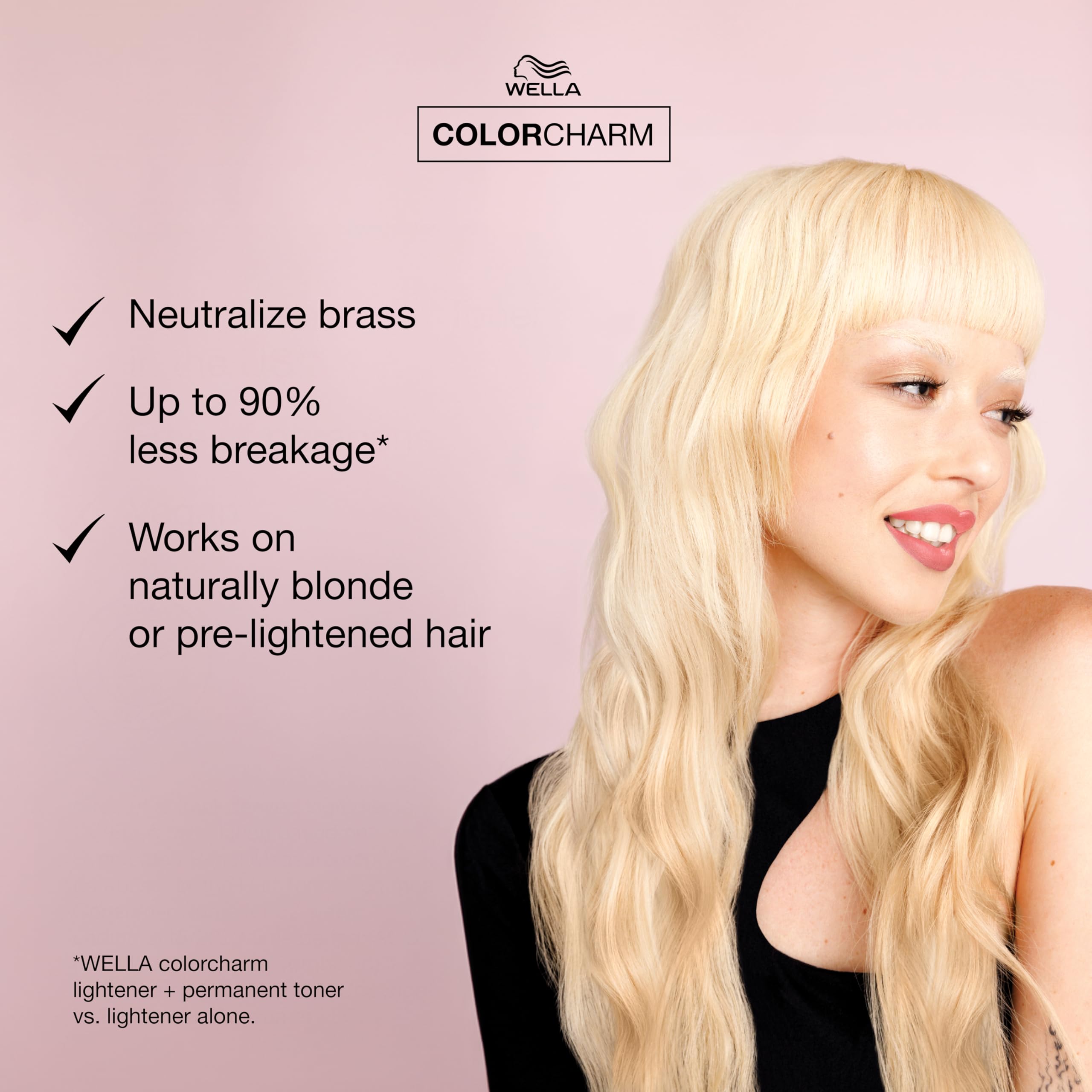COLORCHARM brass-neutralizing swatch shows cooler beige blonde result.