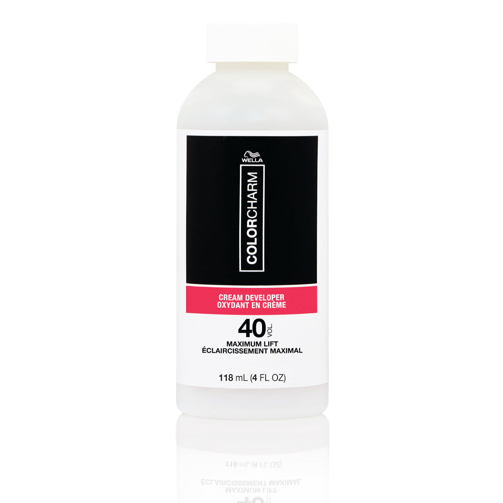 COLORCHARM Cream Developer 40 Volume bottle for deep lift and gray blending.