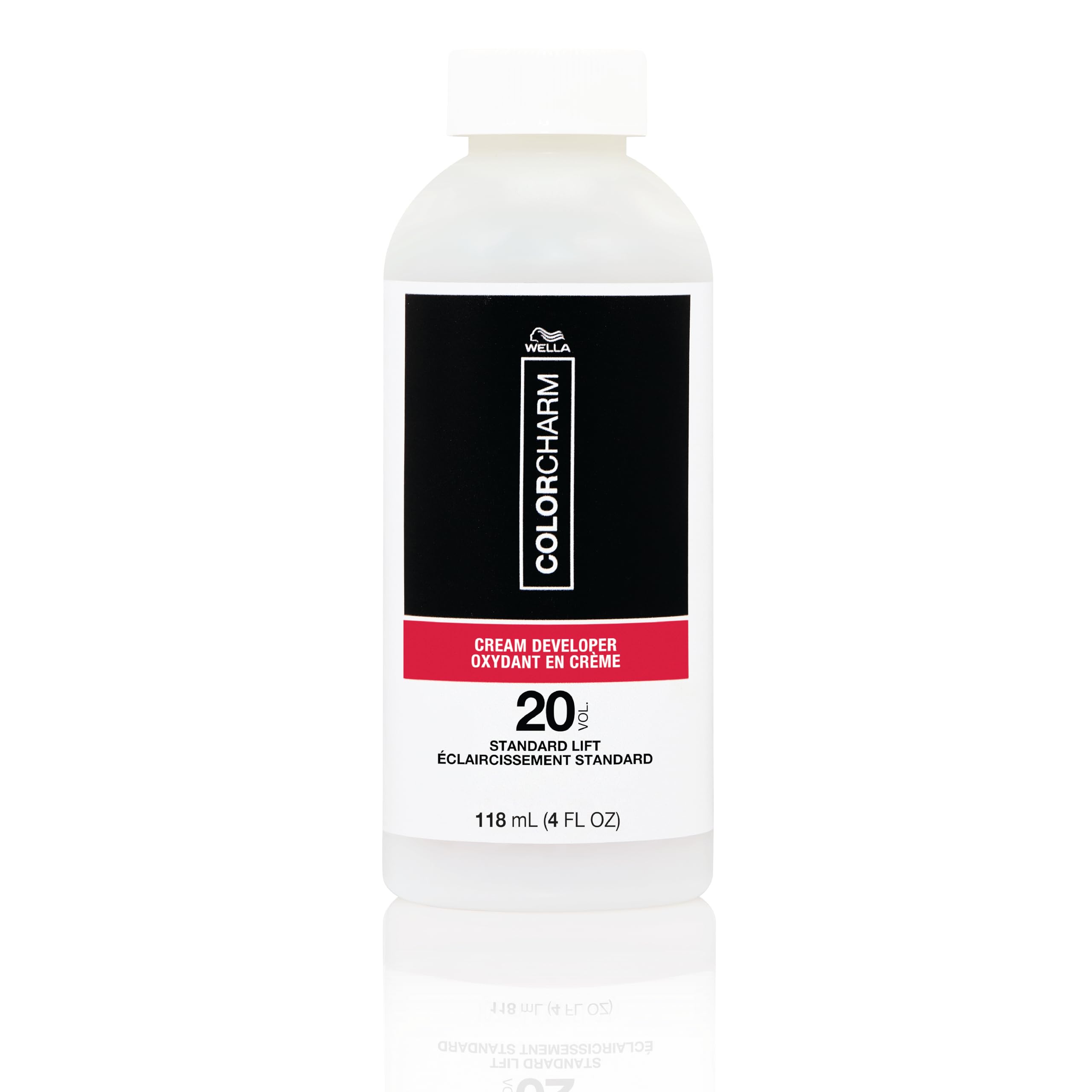 COLORCHARM Cream Hair Color Developer bottle shows vegan, fragrance-free formula for smooth lift.