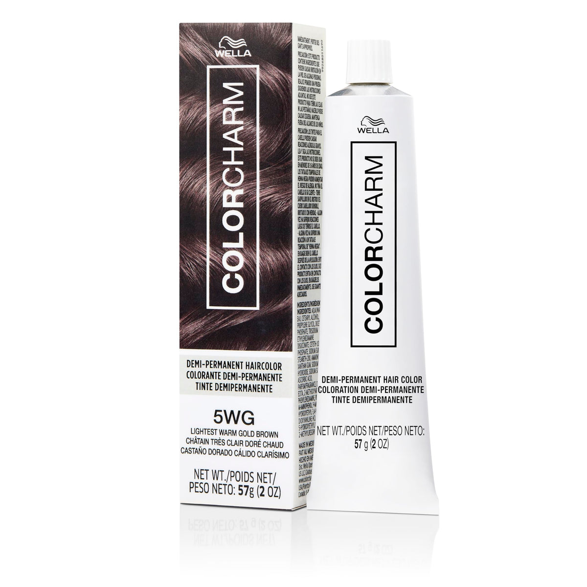 COLORCHARM Demi 5WG bottle pour shows glossy warm gold brown tones for radiant roots
