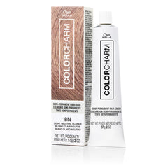 COLORCHARM Demi-Permanent 8N bottle pour demonstrates easy application and glossy finish.
