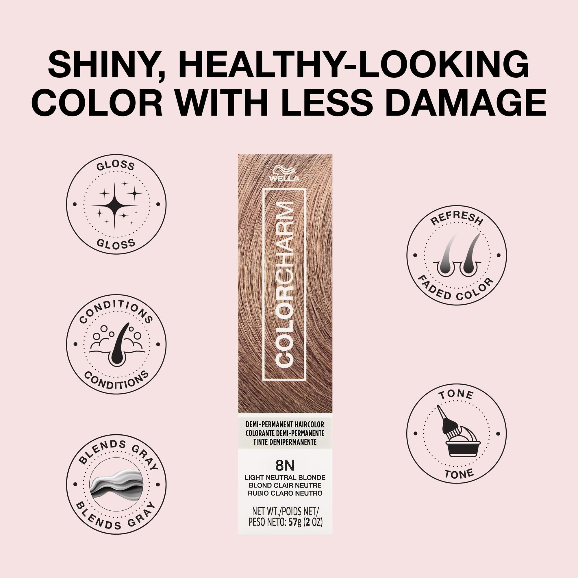 COLORCHARM Demi-Permanent 8N finished-tone reveals neutral blonde depth.