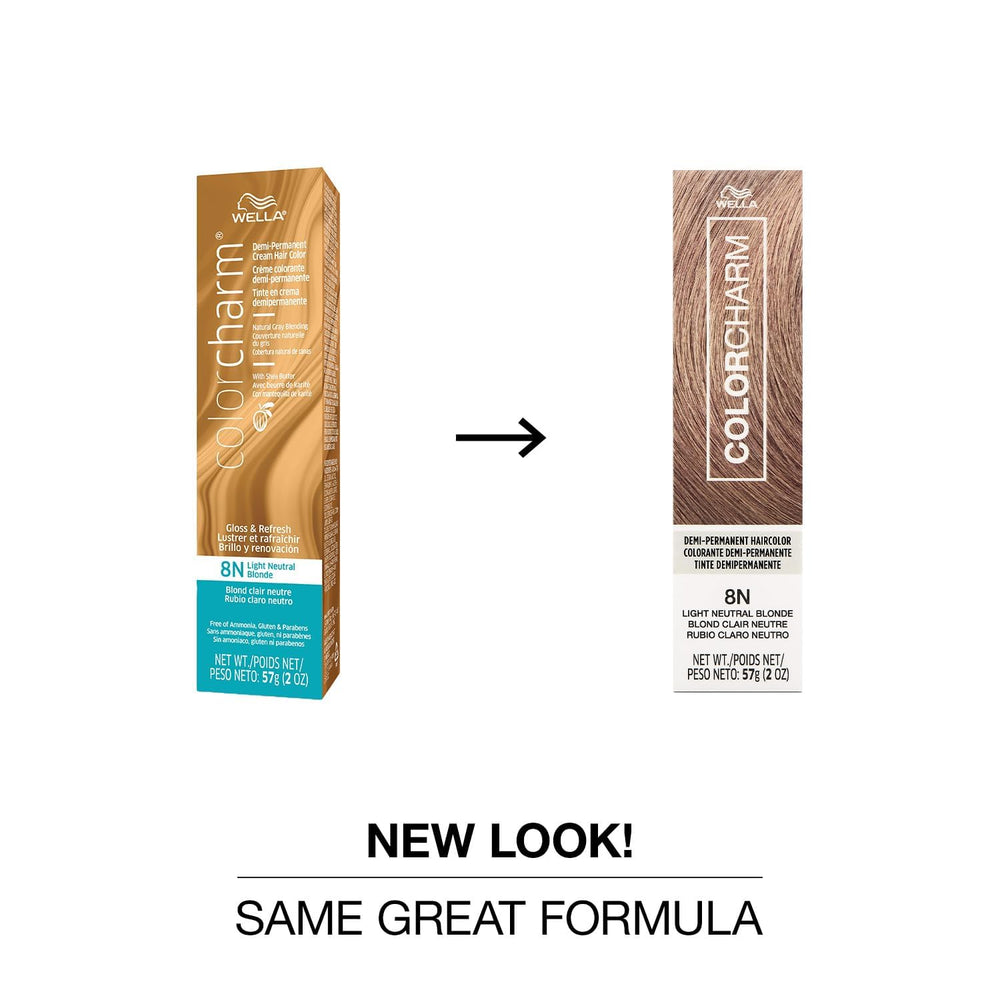 COLORCHARM Demi-Permanent 8N gloss-application highlights even color and shine.