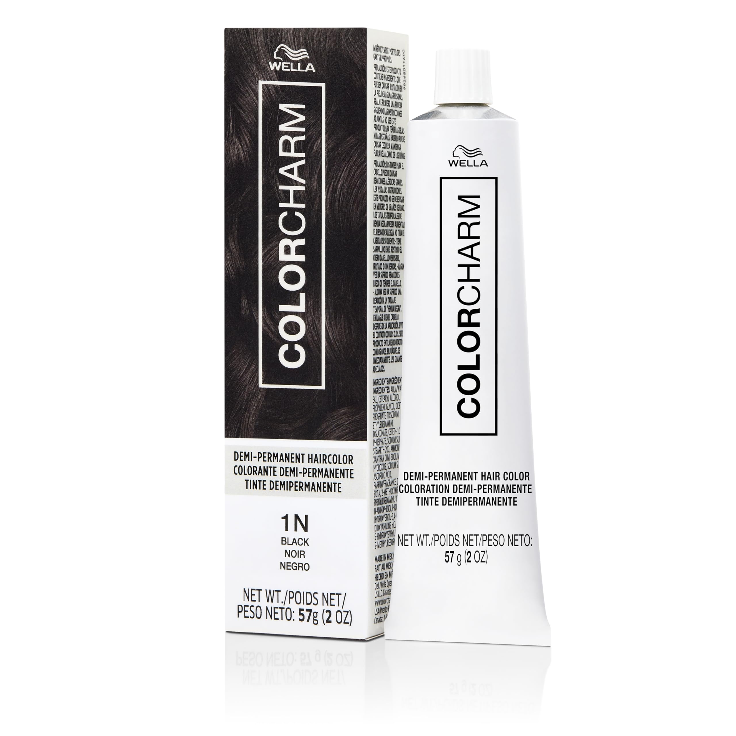COLORCHARM Demi Permanent 1N Black bottle shows a glossy finish.