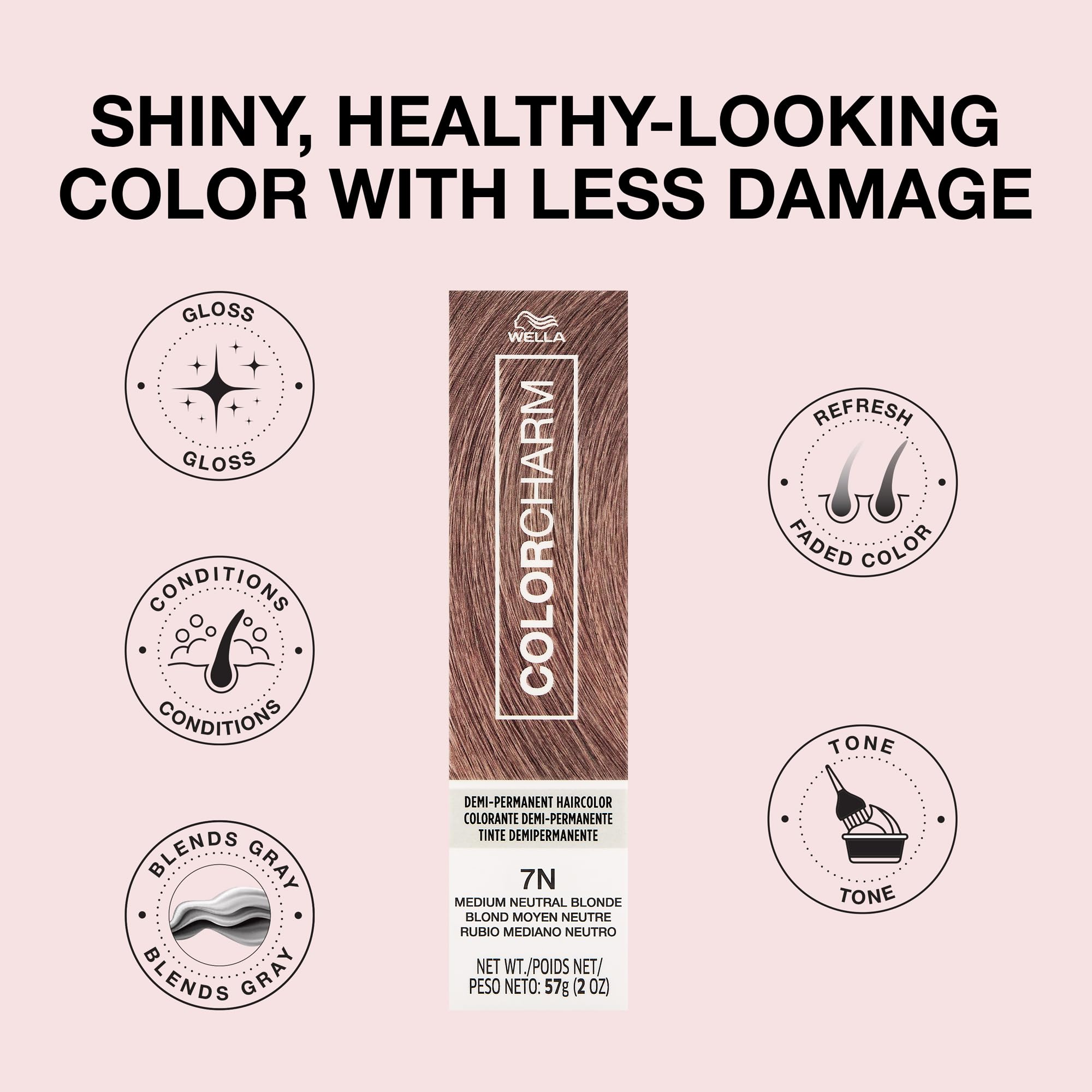 Closeup gloss application with ColorCharm Demi Permanent shows smooth, even coverage.
