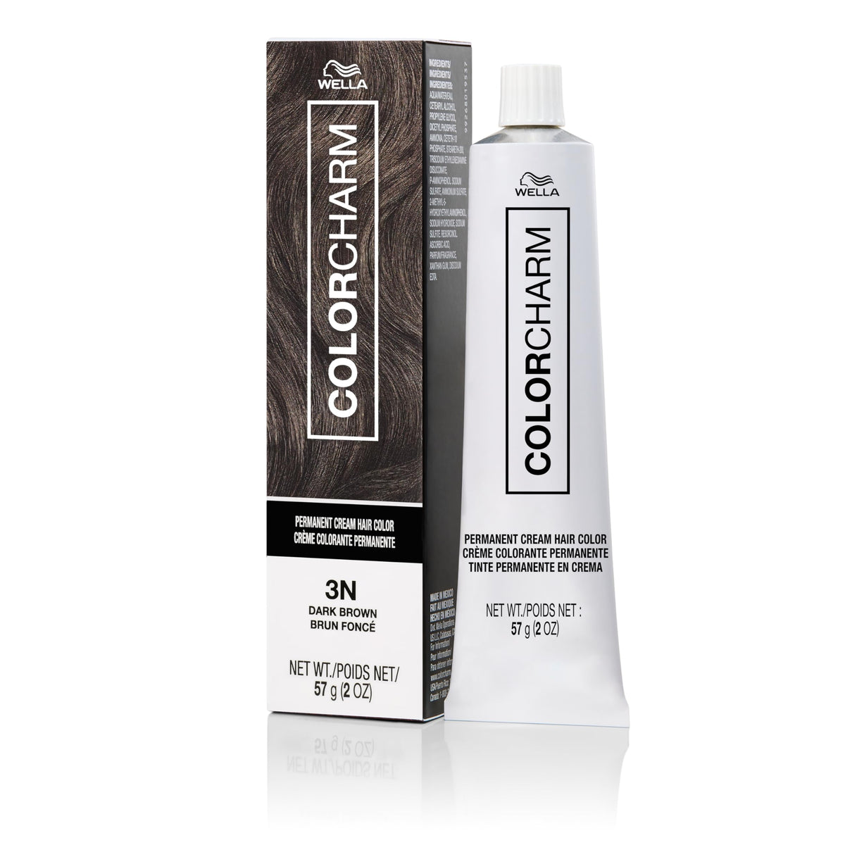 COLORCHARM permanent cream color 3N bottle for even gray coverage and consistent results.