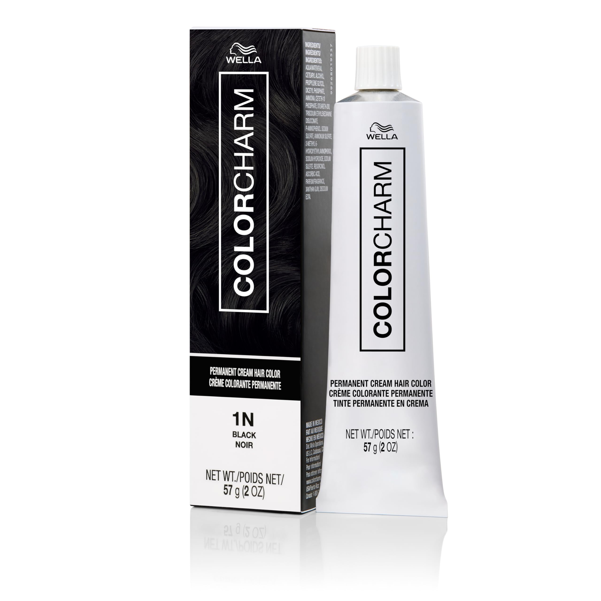 COLORCHARM Permanent Cream Hair Color 1N Black bottle shows rich, lasting shade.