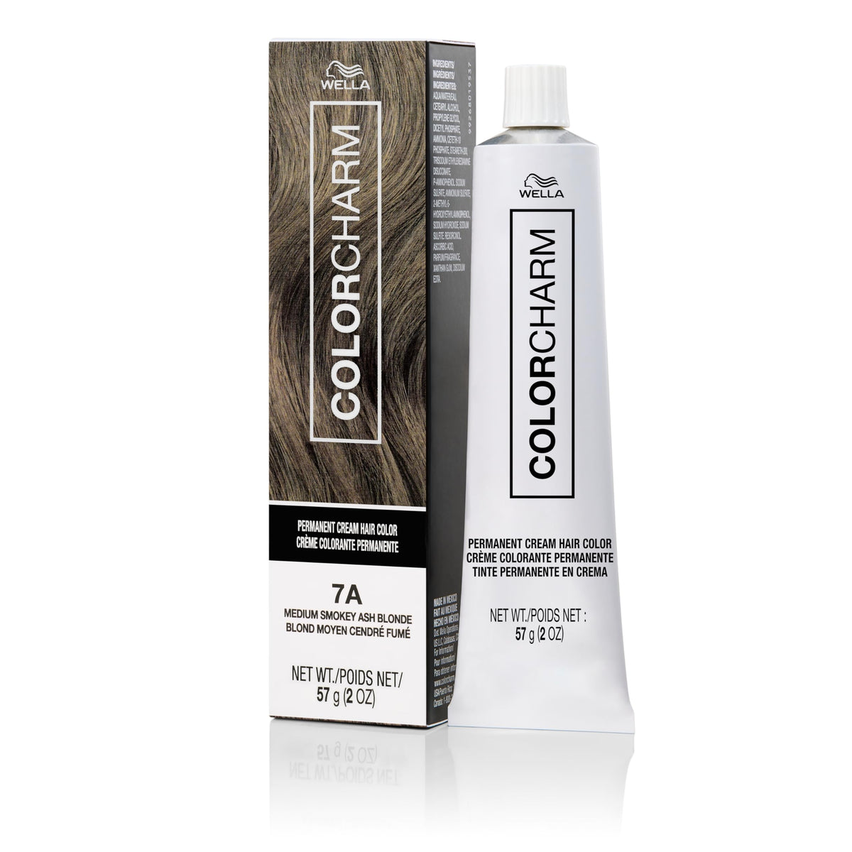 COLORCHARM Permanent Cream Hair Color 7A shade swatch for cool ash blonde.