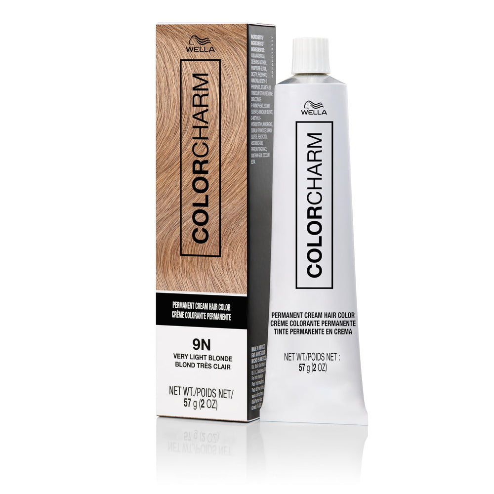 COLORCHARM Permanent Cream Hair Color 9N bottle for smooth gray coverage.