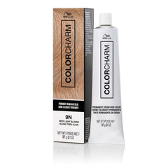 COLORCHARM Permanent Cream Hair Color 9N bottle for smooth gray coverage.