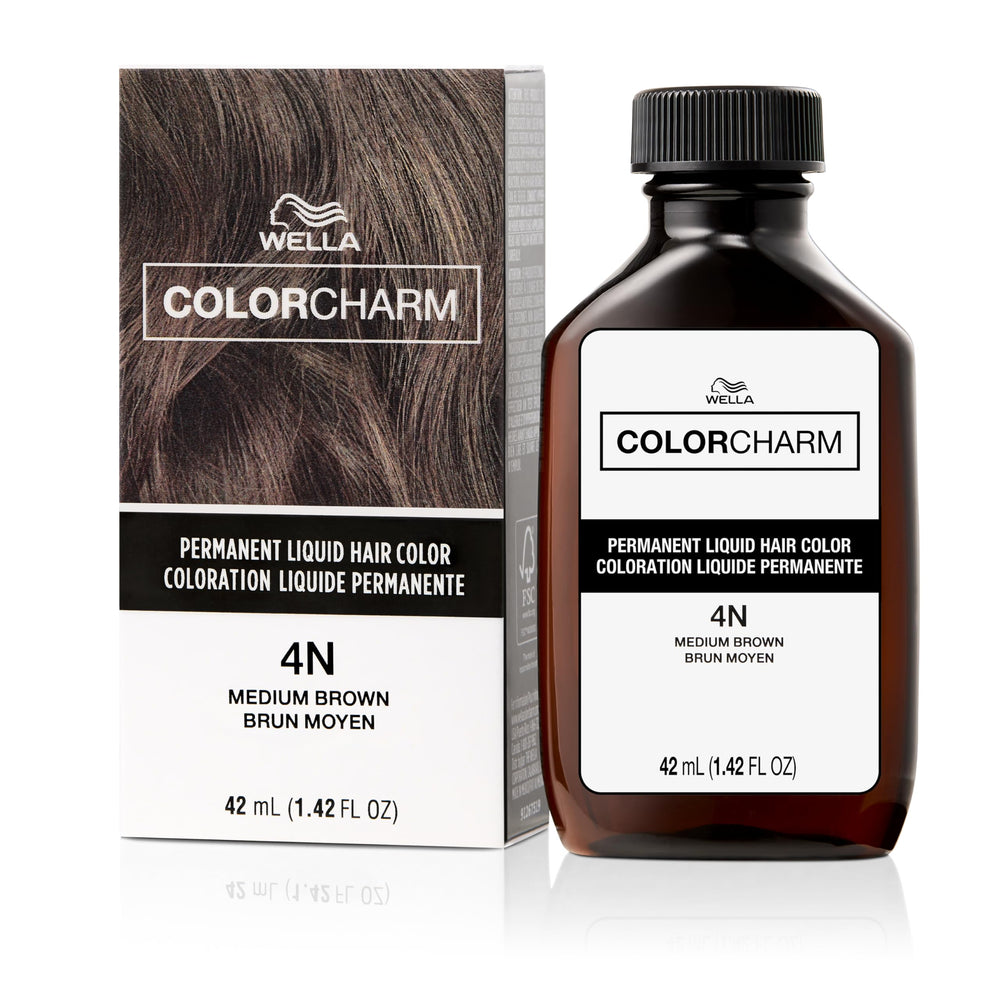 ColorCharm permanent liquid hair color 4N bottle focus for smooth gray coverage
