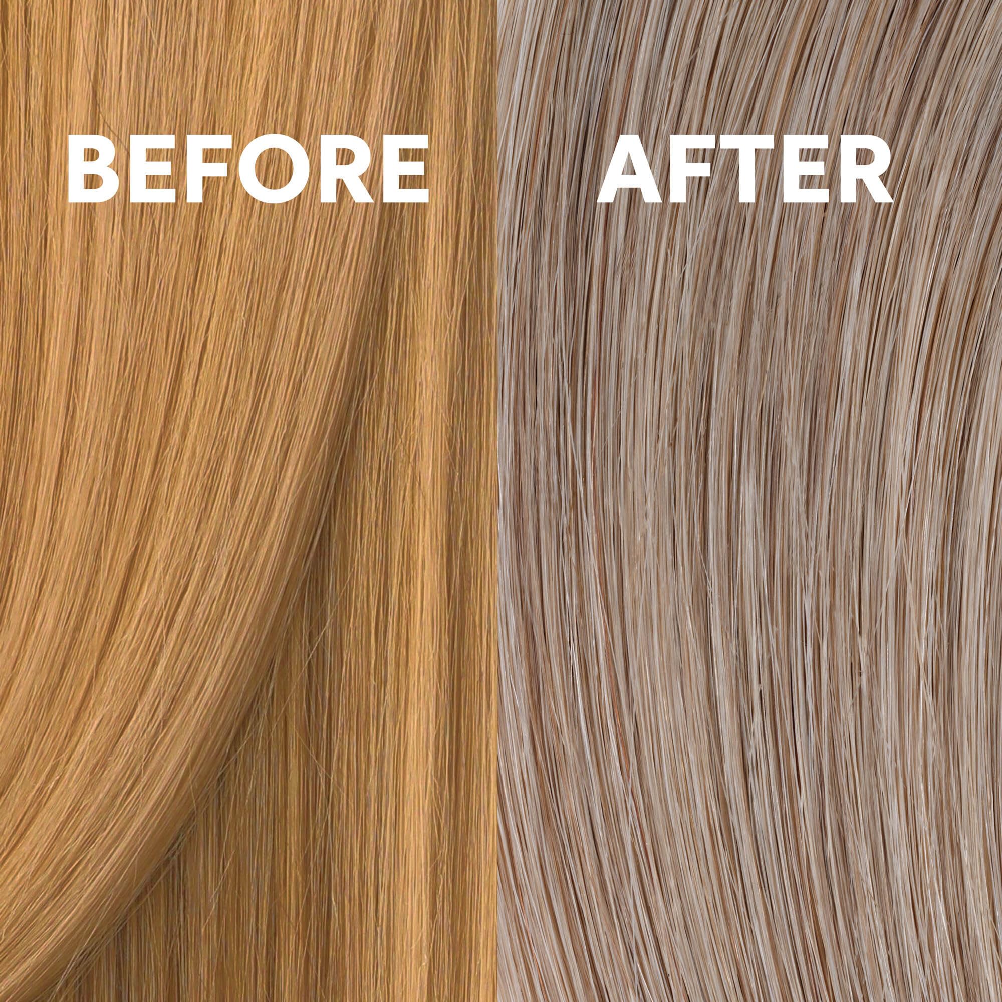 Pre-bleached hair undergoing COLORCHARM toning process for cooler tones