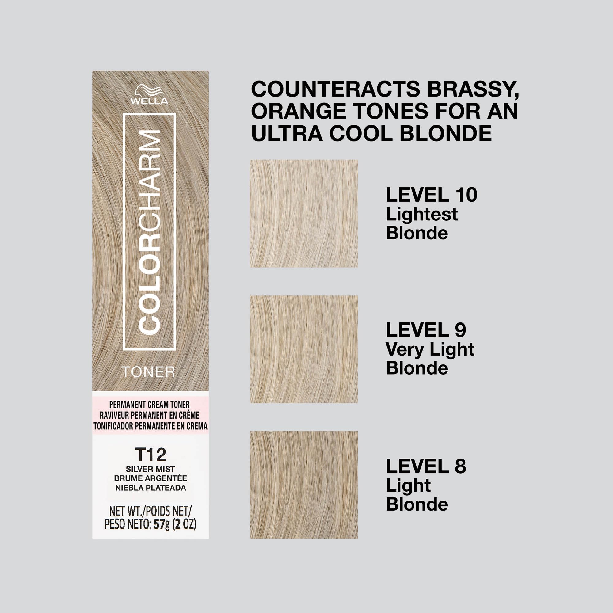 COLORCHARM toner offers an even root-to-end tone on blonde hair
