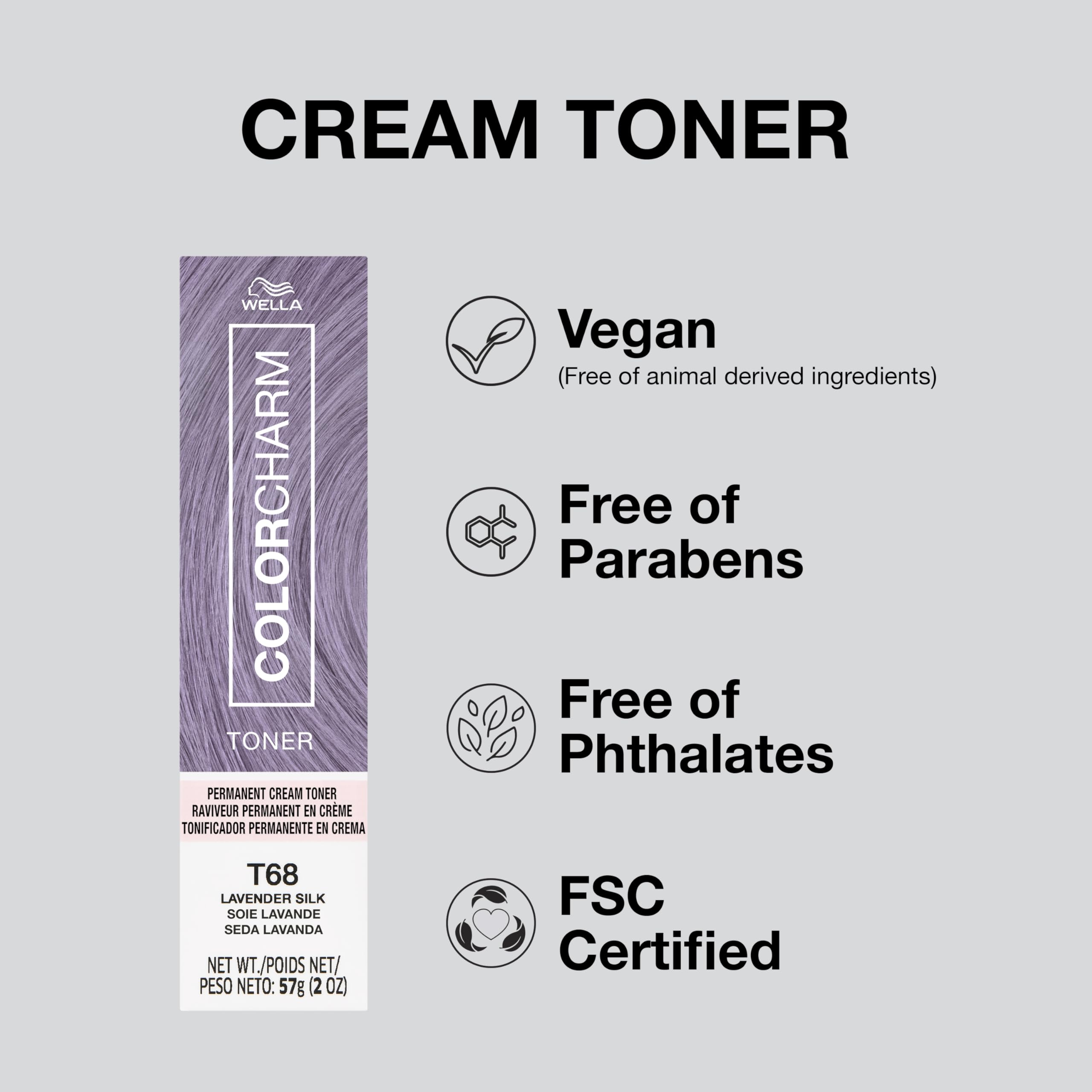 COLORCHARM toner swatches on mid-length hair illustrating even tone