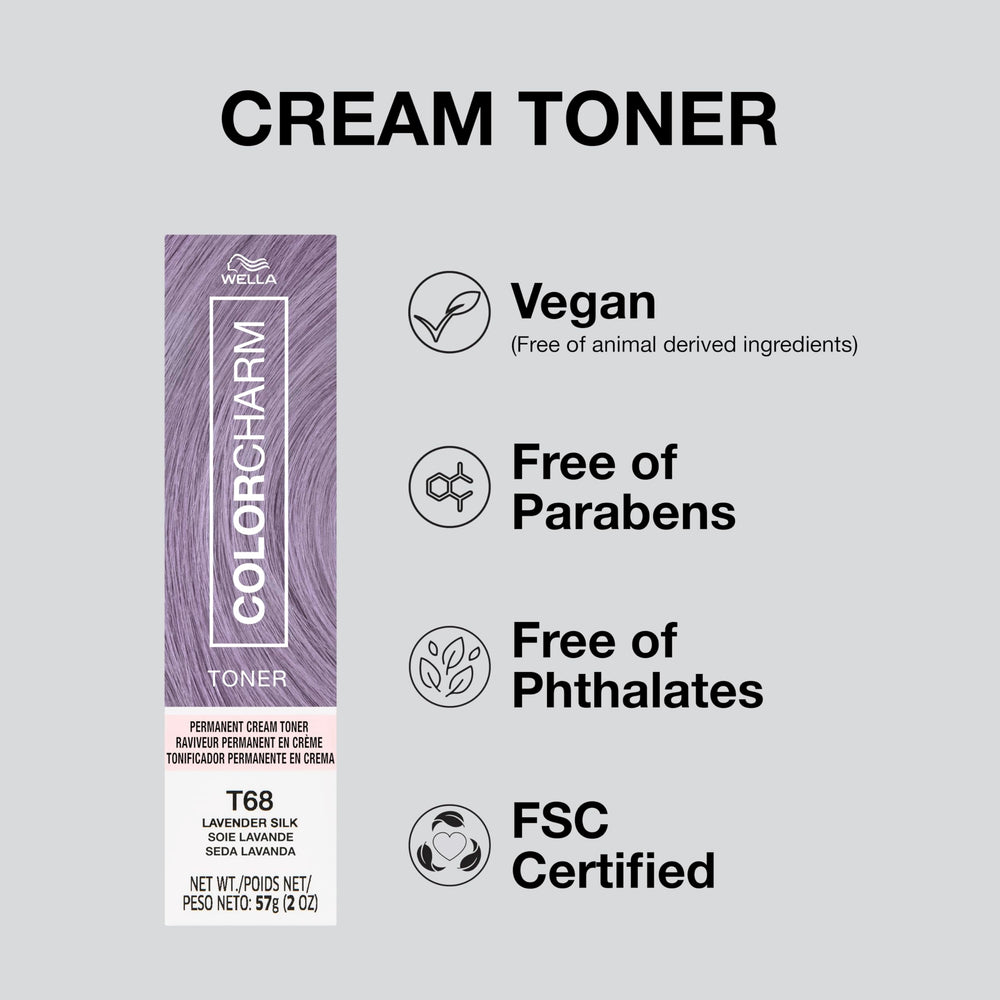 COLORCHARM toner swatches on mid-length hair illustrating even tone