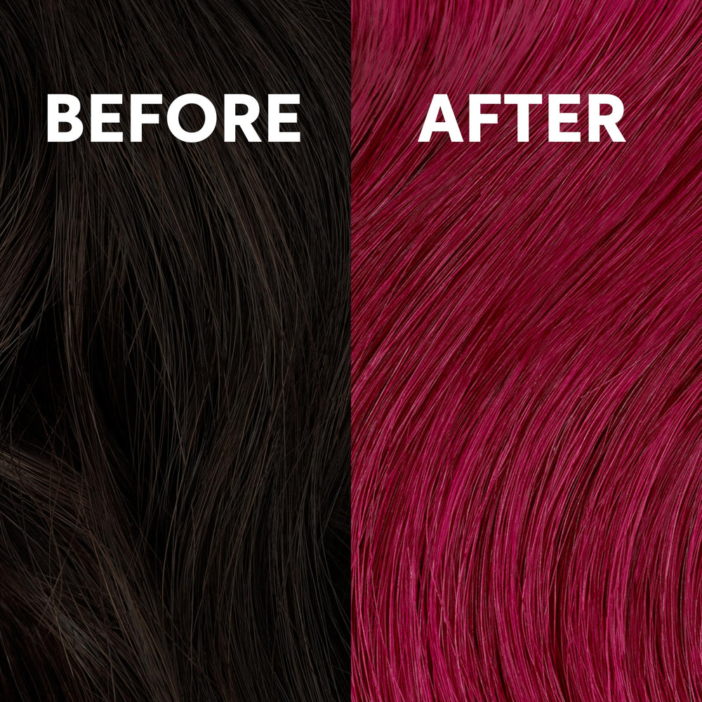 COLORCHARM VIVID DARKS before-and-after on natural dark hair.