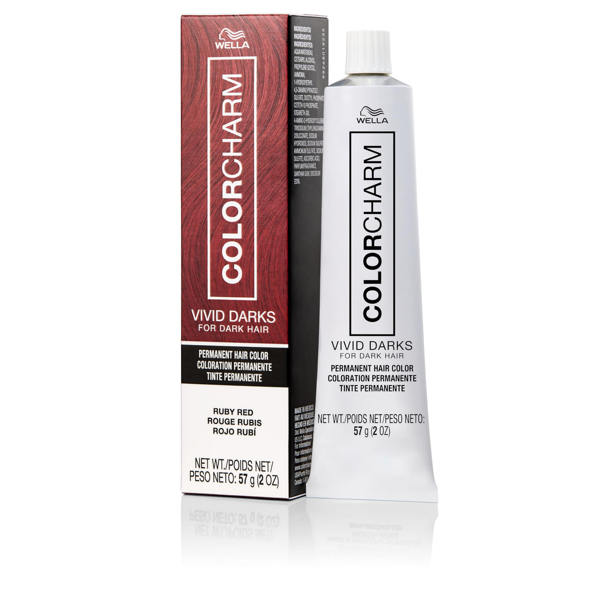 COLORCHARM VIVID DARKS ruby red bottle for quick, vibrant color results.