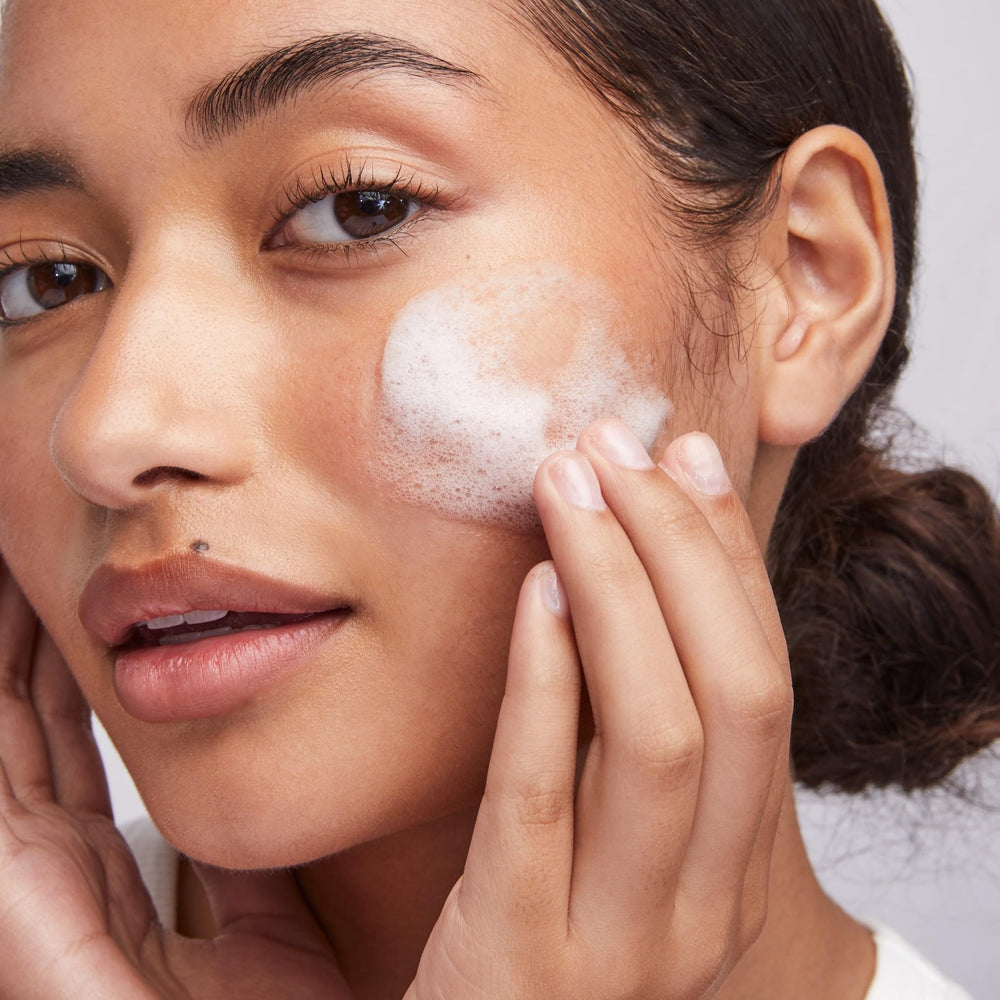 Colorescience Barrier Pro 1-Step Cleanser breaking down makeup and sunscreen in one step