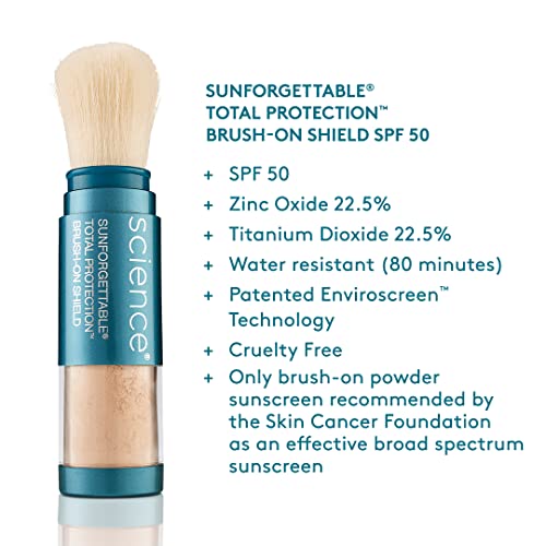 Colorescience brush-on sunscreen brush demonstrates easy application on skin