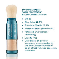 Colorescience brush-on sunscreen brush demonstrates easy application on skin