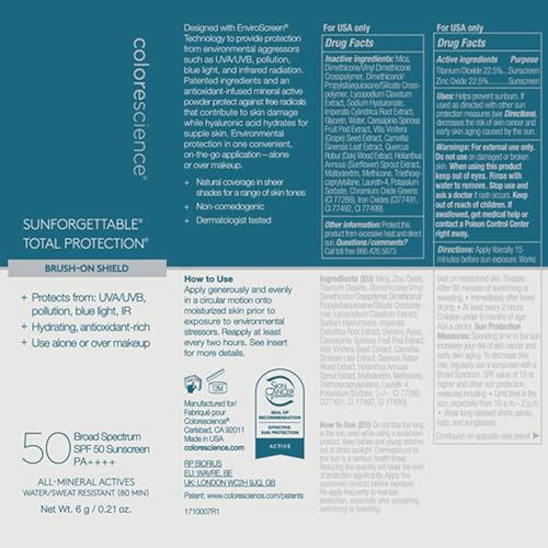 Colorescience brush-on sunscreen HEV blue-light defense with iron oxides
