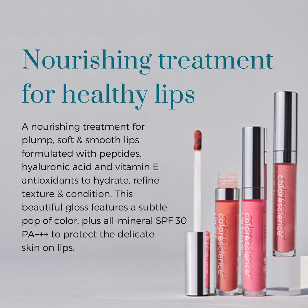 Colorescience Peptide Lip Shine Rose applying on lips for color and care