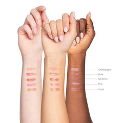 Colorescience Peptide Lip Shine Rose swatch on skin showing Rose shade
