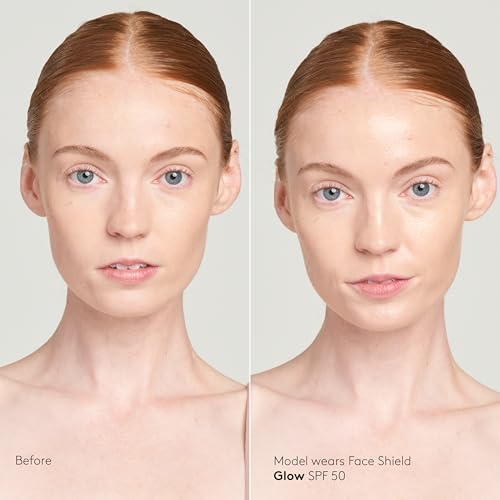 Colorescience Sunforgettable Face Shield Glow swirled on cheek shows pearlescent glow