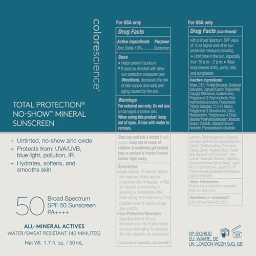 Colorescience travel-friendly 1.7 oz tube for on-the-go protection.