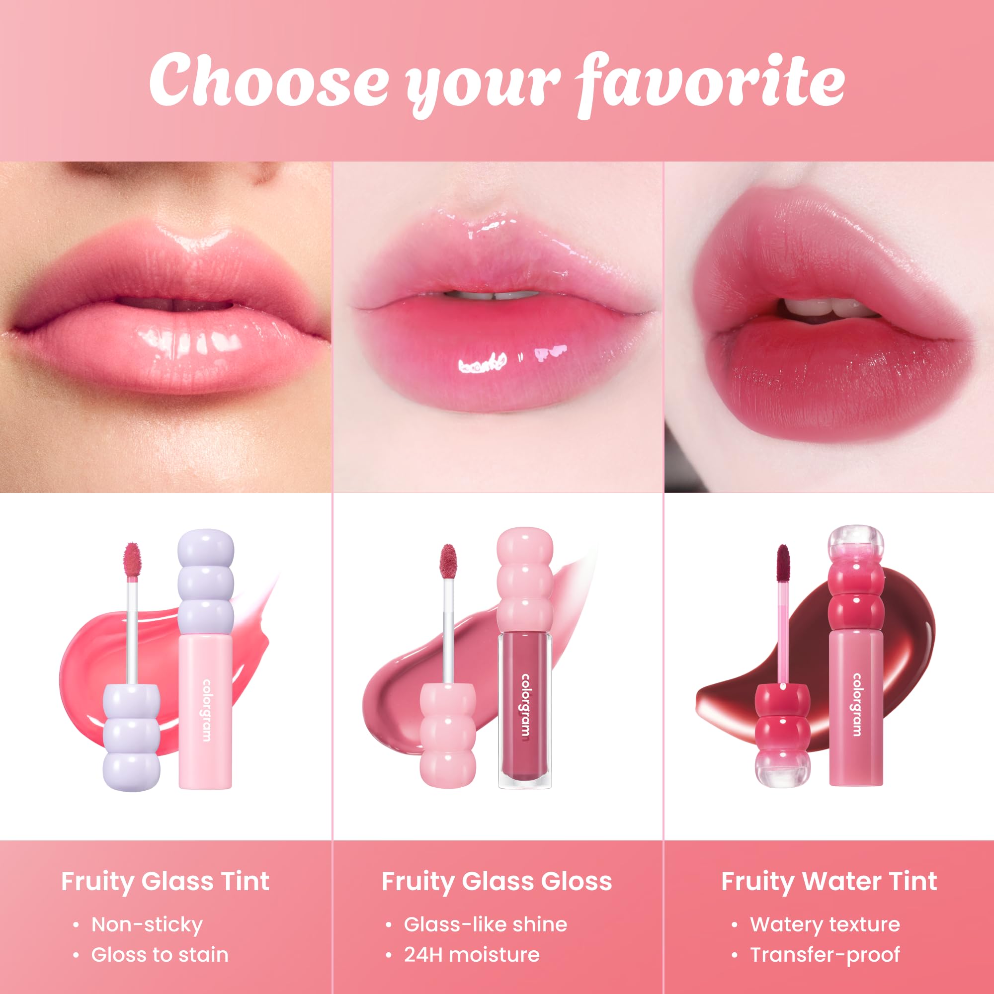 Fórmula vegana y cruelty-free COLORGRAM Fruity Glass Tint 07 Shy Guava