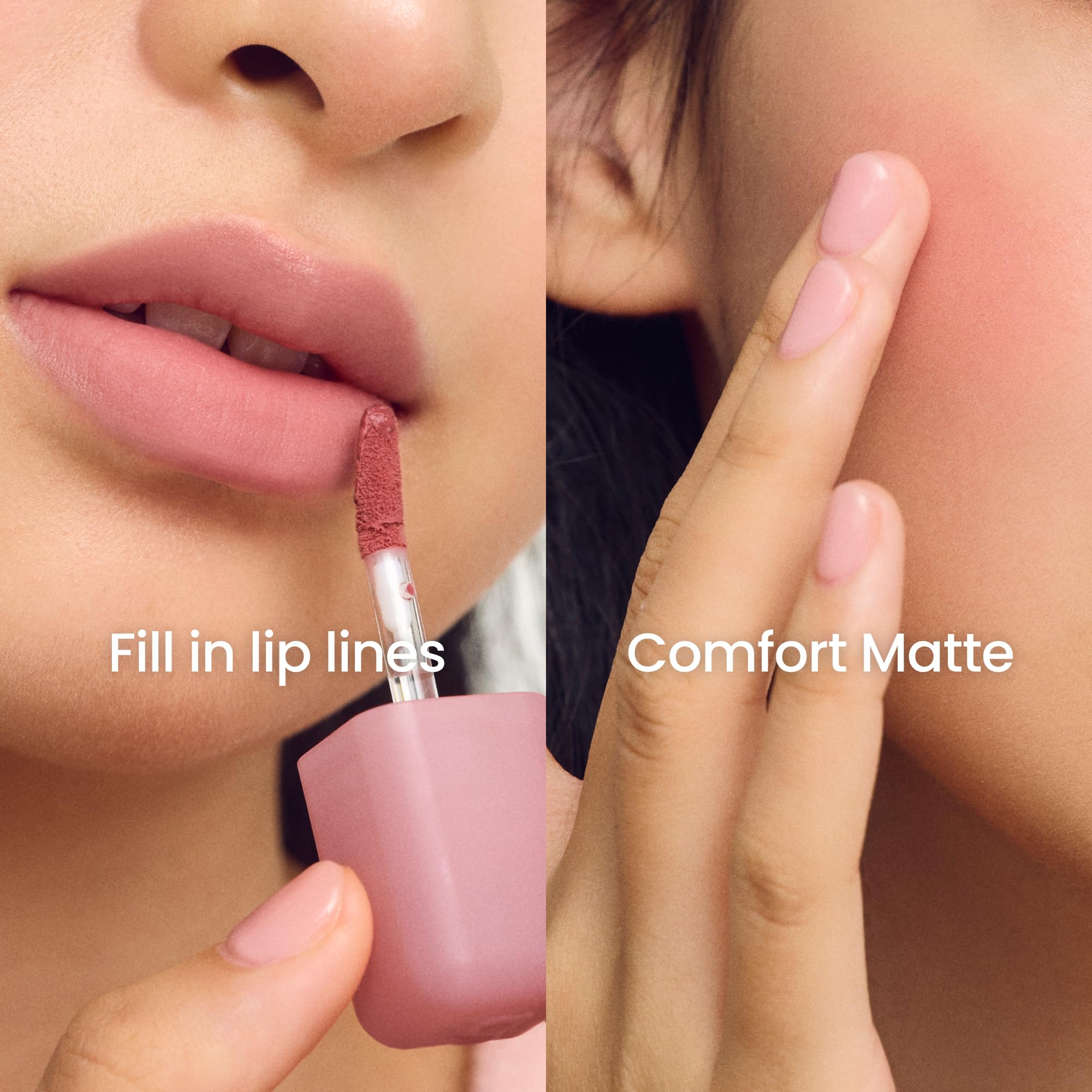Acabado mate aterciopelado de COLORGRAM Nude Blur Tint en labios.