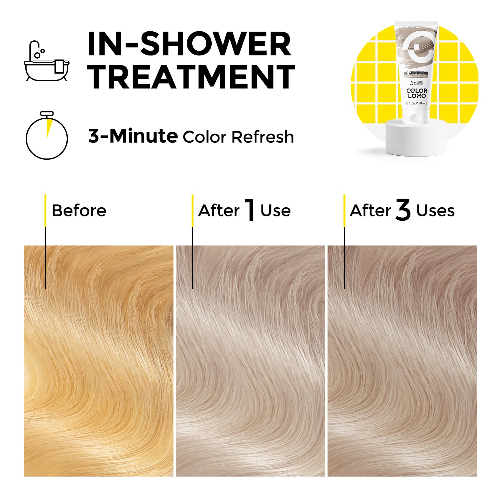 COLORLOMO ash brown tone on pre-lightened hair for smoky finish