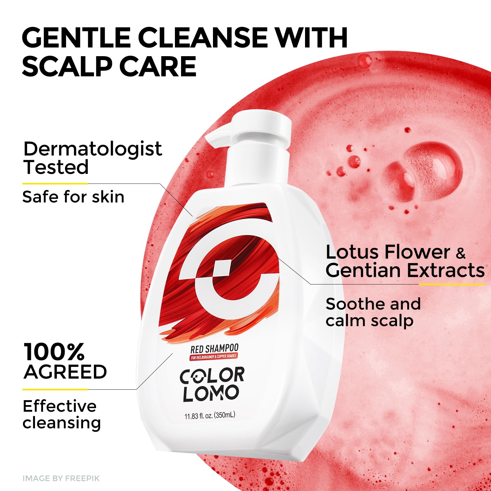 COLORLOMO sulfate-free formula signals gentle cleansing for color-treated hair.
