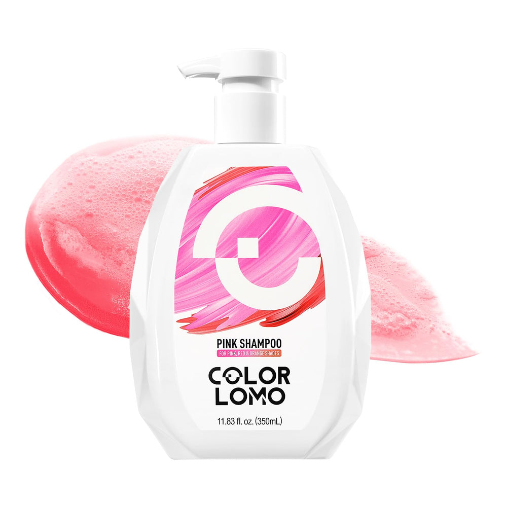 Colorlomo Ultra Color Safe Shampoo pink bottle promotes color maintenance.