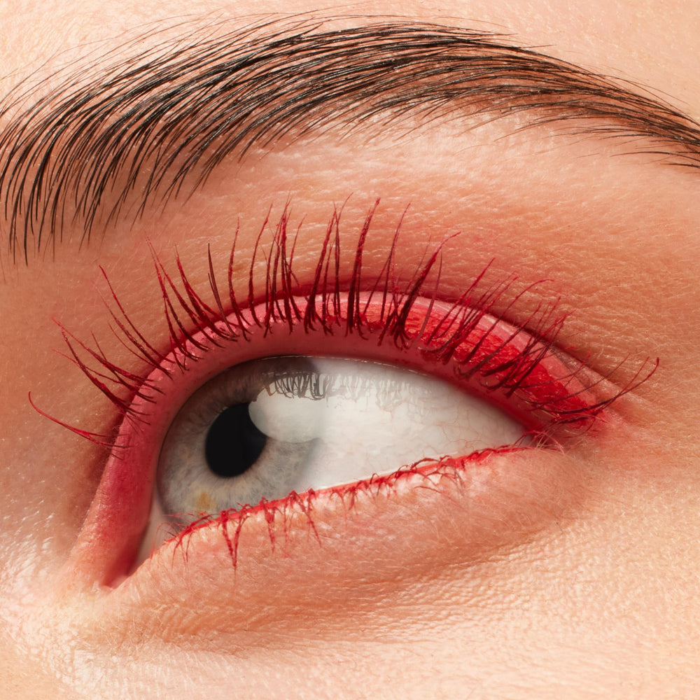 Left On Red packaging highlights cruelty-free mascara design