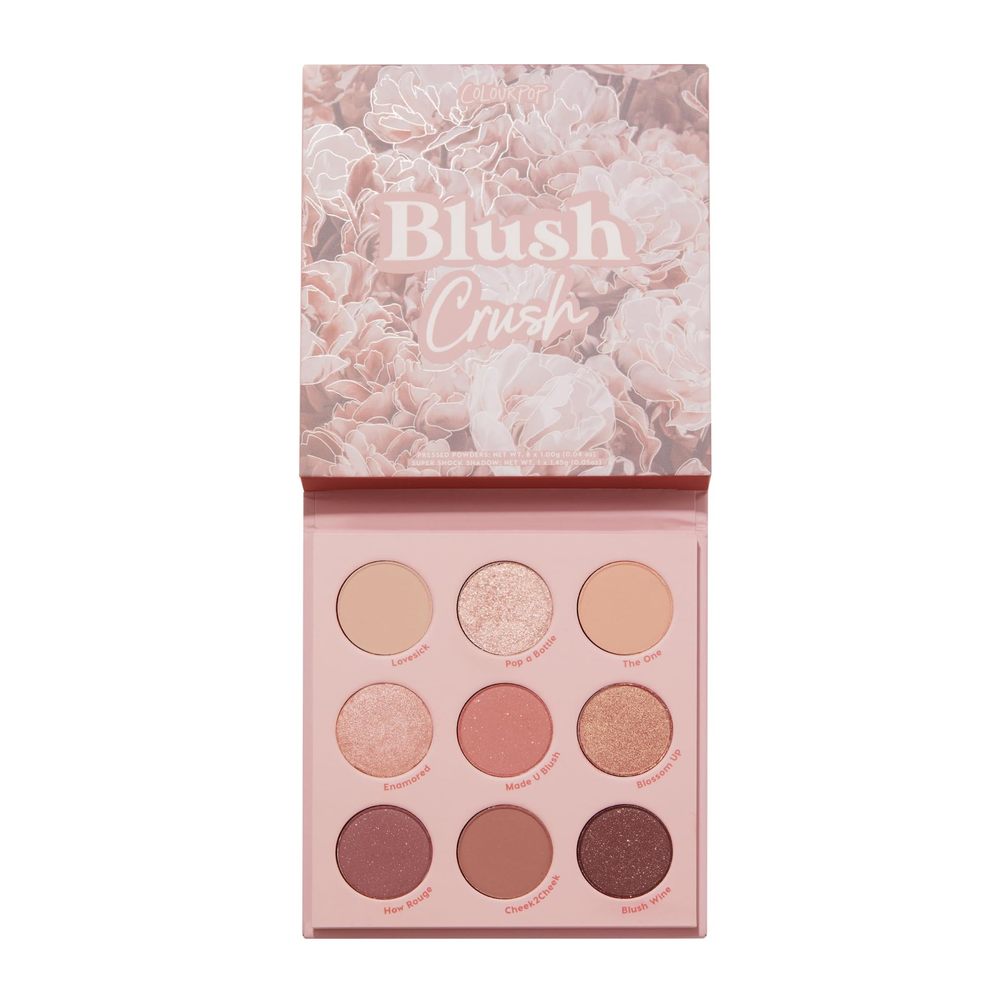ColourPop Blush Crush paleta con tonos marrón, dorado y rosa para looks versátiles y duraderos